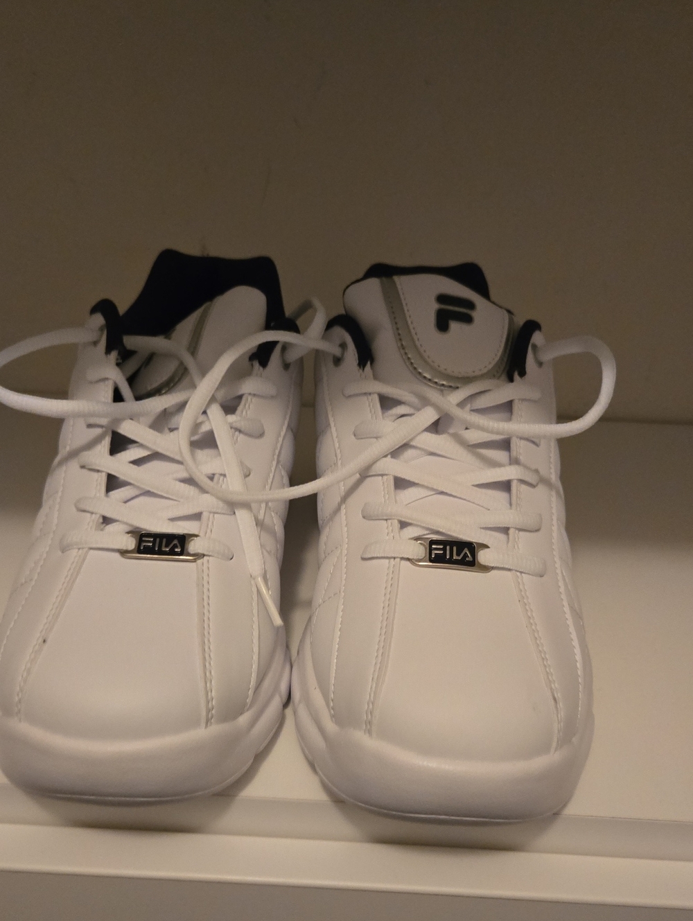 Fila White Athletic Sneakers with Navy Trim